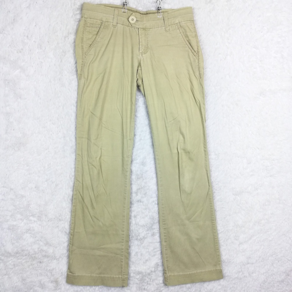 BKE Womens Pants Khaki Boot Cut Low Rise Soft Cuffed Long 27L